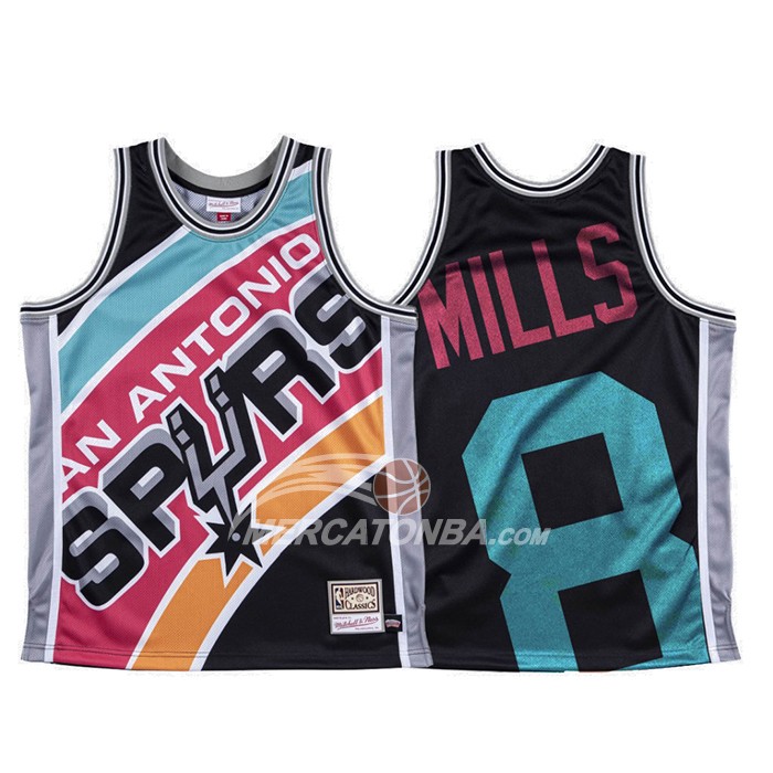 Maglia San Antonio Spurs Patty Mills Mitchell & Ness Big Face Nero